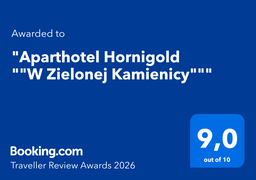 Booking.com Traveller Review Awards 2026 · Hornigold w Zielonej Kamienicy · 9.0/10